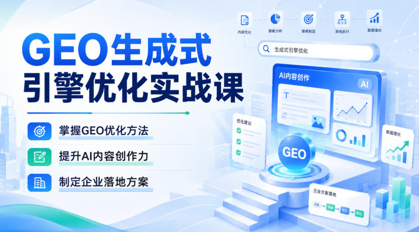 GEO生成式引擎优化实战课，掌握GEO优化方法，提升AI内容创作力，制定企业落地方案-禾谷轻创网