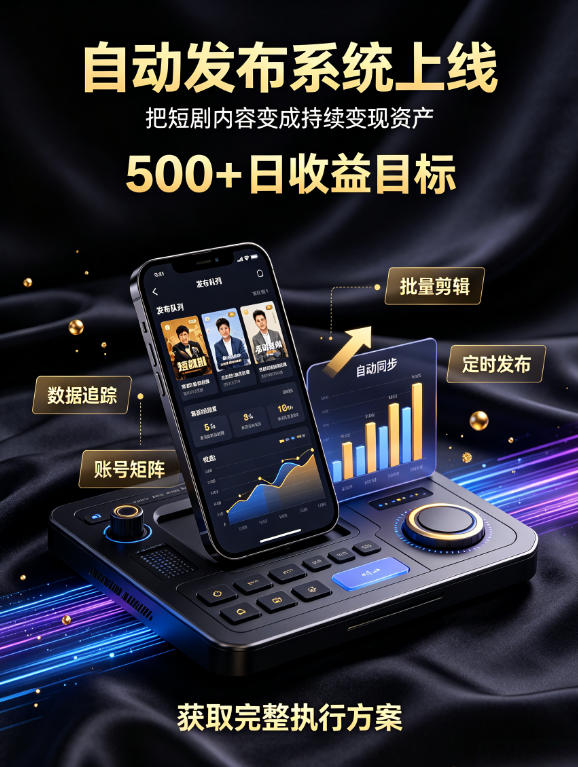 还在找靠谱线上副业？快手短剧项目，全程自动发布内容，不用熬夜做视频，轻松日入500+【揭秘】-禾谷轻创网