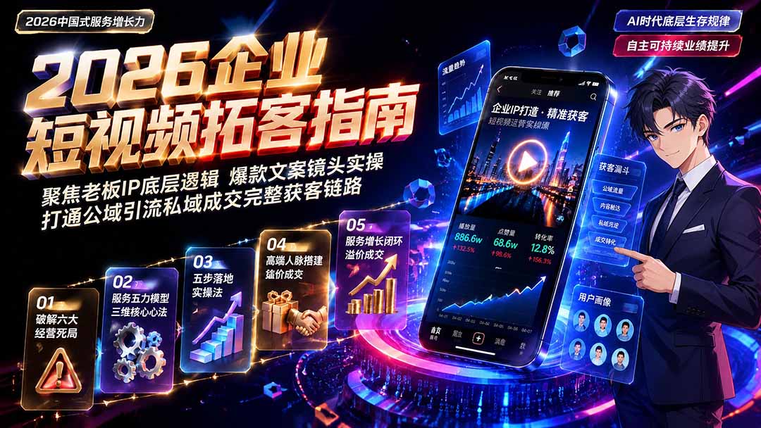 2026AI时代服务增长力实战课-无水印｜五力模型三维心法教学，破解门店客源流失低价内卷实现长效业绩增长-禾谷轻创网