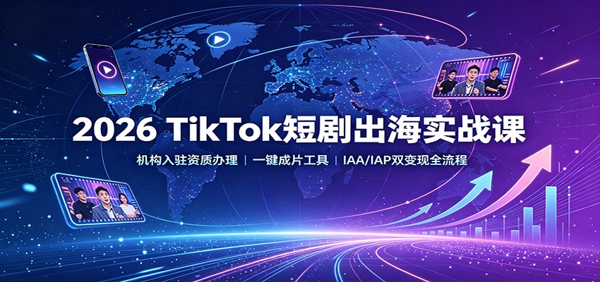 2026 TikTok短剧出海实战课:机构入驻资质办理,一键成片工具,IAA/IAP双变现全流程-禾谷轻创网