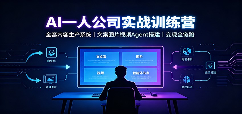 AI创作一人公司实战训练营：全套内容生产系统，文案图片视频Agent搭建变现全链路-禾谷轻创网