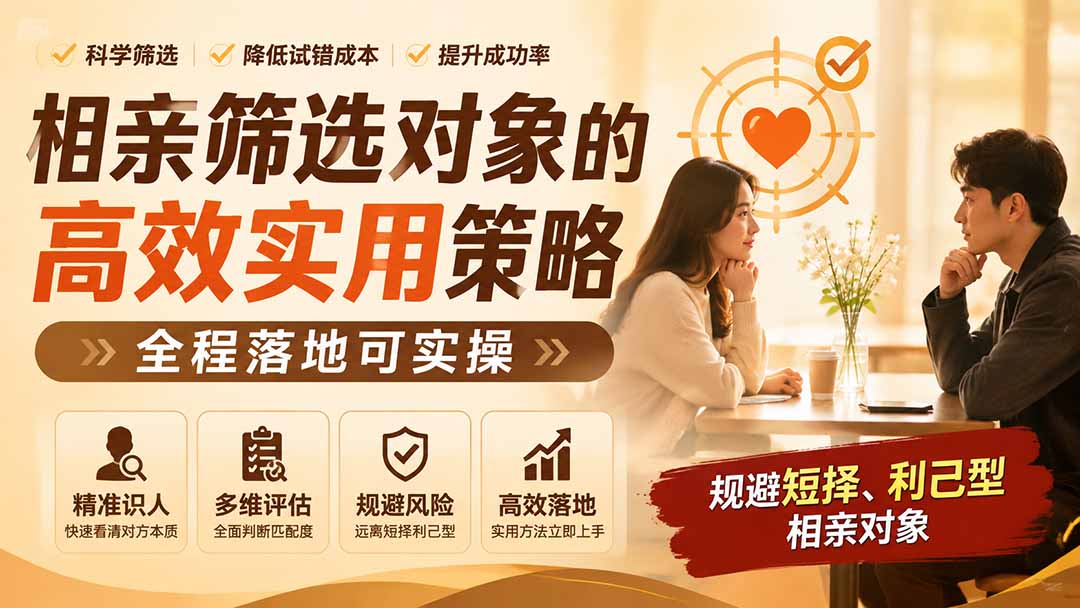 付费文章：相亲筛选对象的高效实用策略，全程落地可实操，规避短择、利己型相亲对象-禾谷轻创网