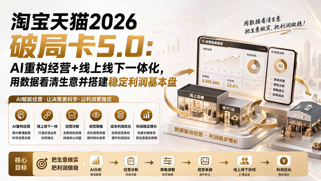 淘宝天猫2026破局卡5.0：AI重构经营+线上线下一体化，用数据看清生意并搭建稳定利润基本盘-禾谷轻创网