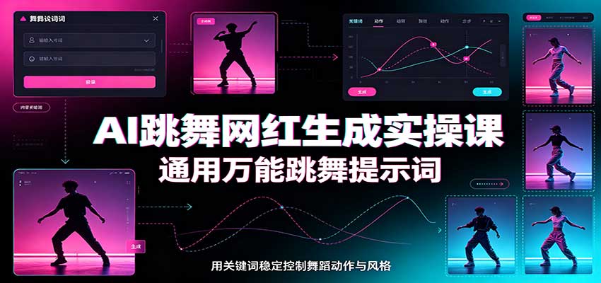 AI跳舞网红生成实操课：通用万能跳舞提示词，多模型适配，人物舞蹈视频制作全套教学-禾谷轻创网