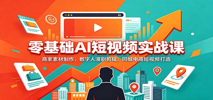 零基础AI短视频实战课：商家素材制作，数字人漫剧剪辑，同城电商短视频打造-禾谷轻创网