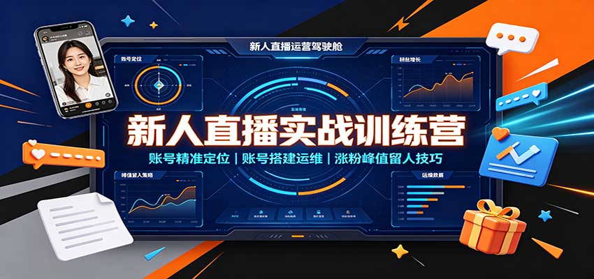 新人直播实战训练营：账号精准定位，账号搭建运维，涨粉峰值留人技巧-禾谷轻创网