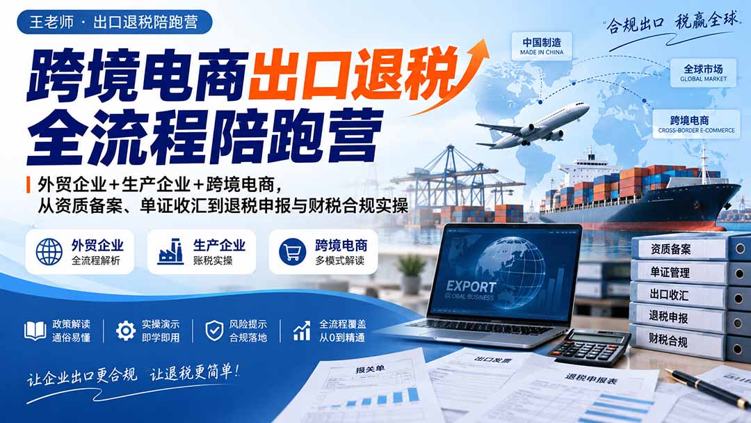 跨境电商出口退税全流程陪跑营｜外贸企业+生产企业+跨境电商，从资质备案、单证收汇到退税申报与财税合规实操-禾谷轻创网