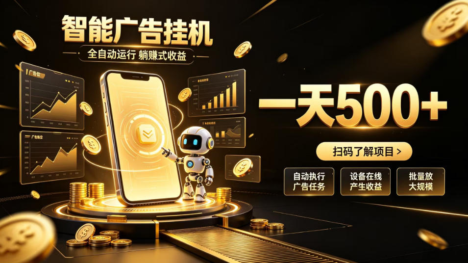 智能广告挂G项目，无需人工值守，全自动躺賺增收，单日收益可达500+【揭秘】-禾谷轻创网