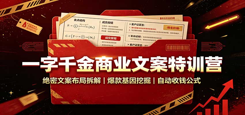 一字千金商业文案特训营：绝密文案布局拆解，爆款基因挖掘，自动收钱公式-禾谷轻创网