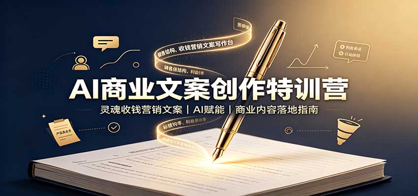 AI商业文案创作特训营：灵魂收钱营销文案，AI赋能，商业内容落地指南-禾谷轻创网