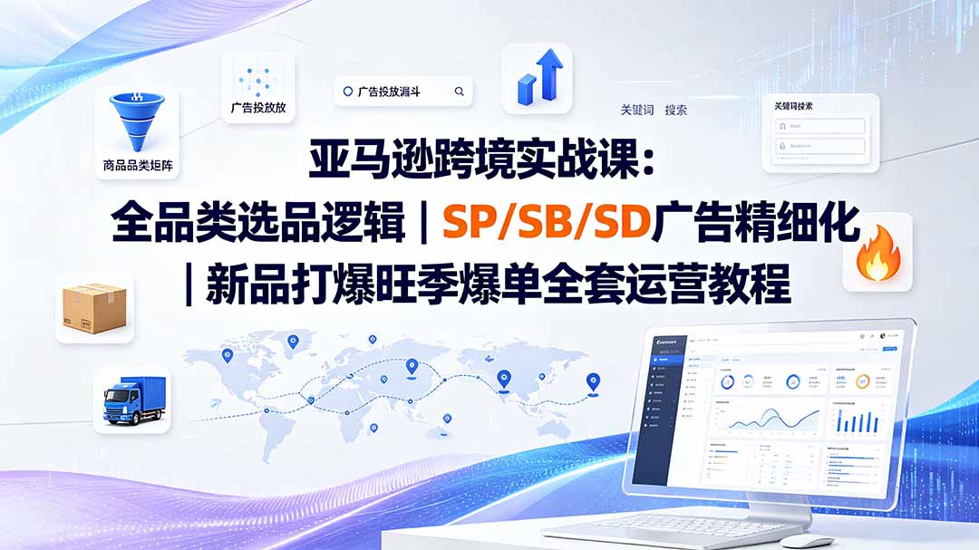 亚马逊跨境实战课-更新8月：全品类选品逻辑｜SP/SB/SD广告精细化｜新品打爆旺季爆单全套运营教程-禾谷轻创网