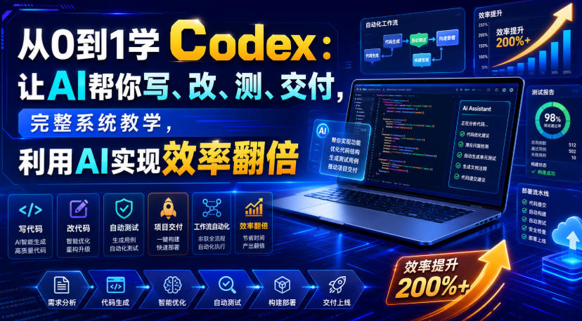 从0到1学Codex：让AI帮你写、改、测、交付，完整系统教学，利用AI实现效率翻倍(更新0918)-禾谷轻创网