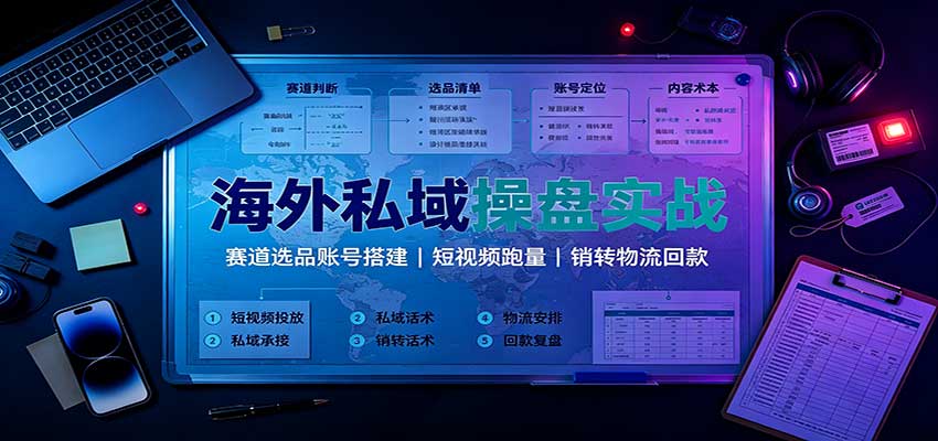 海外私域操盘实战：赛道选品账号搭建，短视频跑量，销转物流回款-禾谷轻创网
