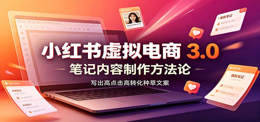 小红书虚拟电商3.0：账号搭建选品开店，笔记内容制作，矩阵投放教学-禾谷轻创网