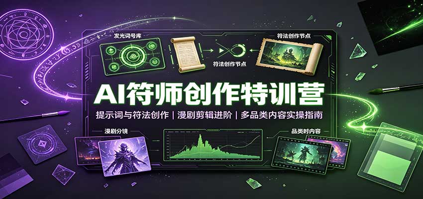 AI符师创作特训营：提示词与符法创作，漫剧剪辑进阶，多品类内容实操指南-禾谷轻创网