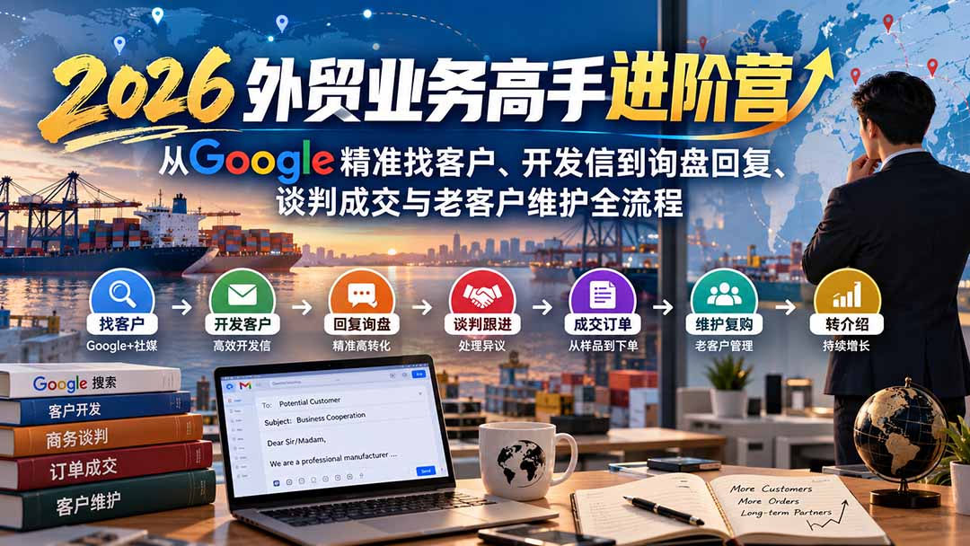 2026外贸业务高手进阶营：从Google精准找客户、开发信到询盘回复、谈判成交与老客户维护全流程-禾谷轻创网