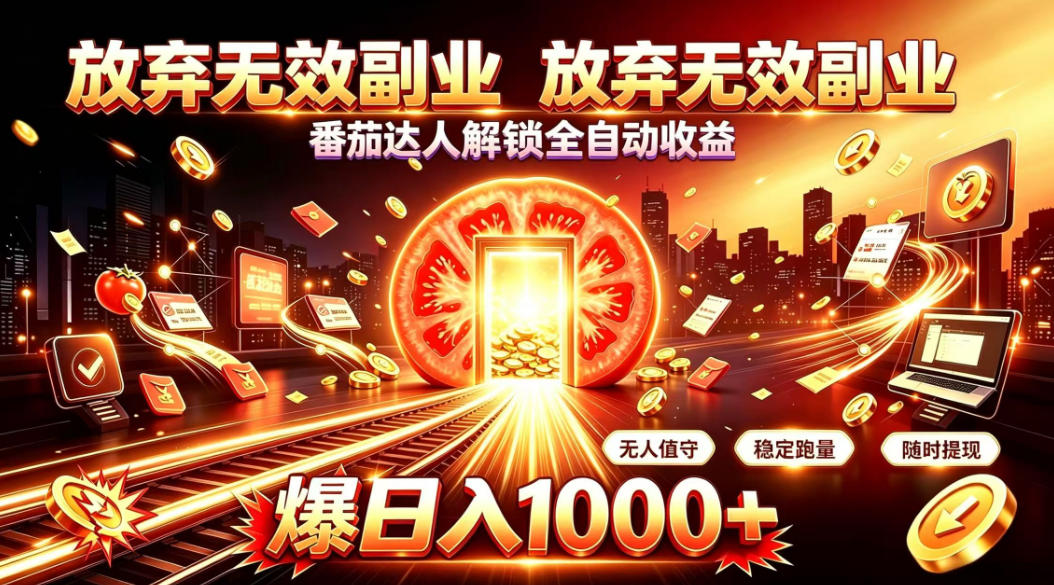 放弃无效副业，番茄达人解锁全自动收益，日入1k+，门槛最低的线上轻资产项目【揭秘】-禾谷轻创网