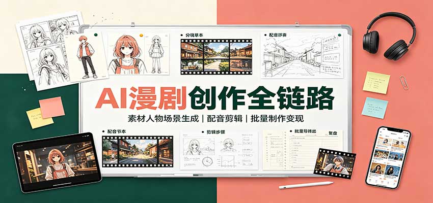 AI漫剧创作全链路：素材人物场景生成，配音剪辑，批量制作变现-禾谷轻创网