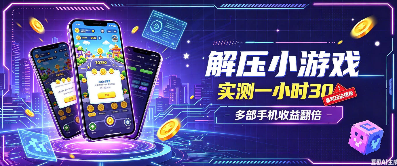 小游戏全流程玩法，实测一小时搞30，简单无脑解压，当天做当天就能看到进账，直接冲就行【揭秘】-禾谷轻创网