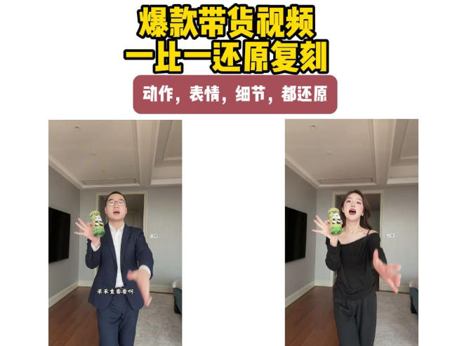 AI带货视频复刻，一比一还原加二创，动作，表情，细节，都还原，新手也能直接套用-禾谷轻创网