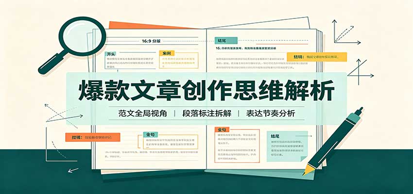 爆款文章创作思维解析：全局视角拆解范文，梳理行文逻辑，搭配真实拆文实操案例-禾谷轻创网