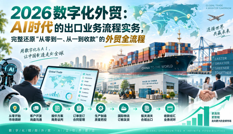 2026数字化外贸：AI时代的出口业务流程实务，完整还原”从零到一、从一到收款”的外贸全流程-禾谷轻创网