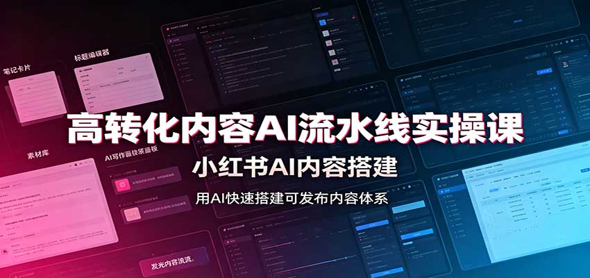 高转化内容AI流水线实操课：小红书AI内容搭建，Skill工具配置，转化内容生产-禾谷轻创网