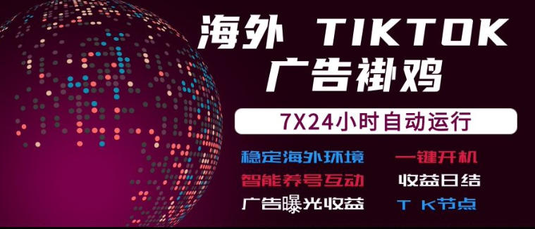 海外TikTok挂G流量变现，7X24自动运行，广告曝光收益，收益日结【揭秘】-禾谷轻创网