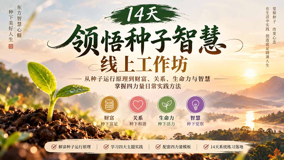 14天领悟种子智慧线上工作坊｜从种子运行原理到财富、关系、生命力与智慧，掌握四力量日常实践方法-禾谷轻创网