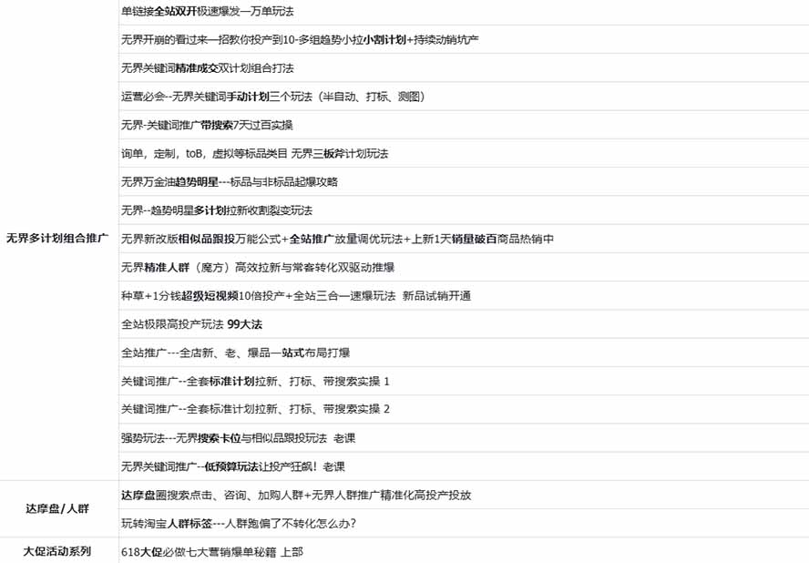图片[2]-2026淘天开单秘籍PRO实战陪跑课程-更新1012：全套落地运营玩法，一站式解决淘宝流量低、不出单难题-禾谷轻创网