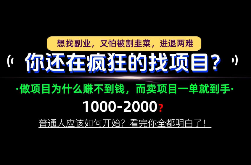 你还在疯狂的找项目？别傻了！卖项目才是真正的一本万利！怎么做，看完你全都明白！【揭秘】-禾谷轻创网