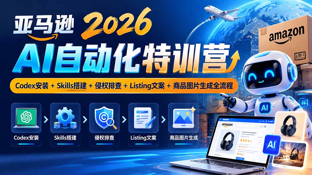 亚马逊2026AI自动化-10月特训营：Codex安装+Skills搭建+侵权排查+Listing文案+商品图片生成全流程-禾谷轻创网