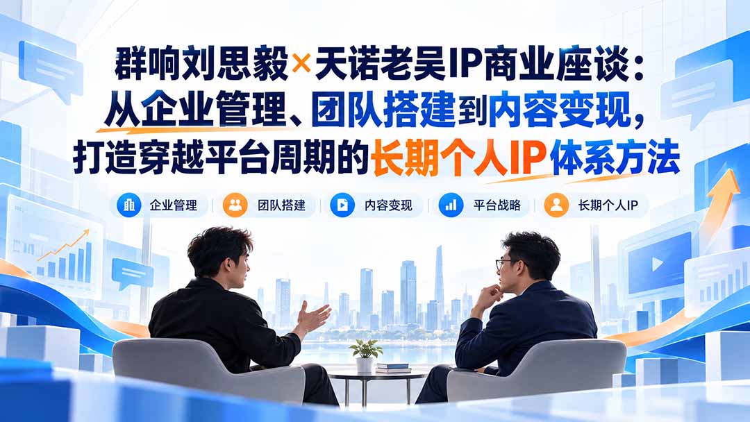 群响刘思毅×天诺老吴IP商业座谈：从企业管理、团队搭建到内容变现，打造穿越平台周期的长期个人IP体系方法-禾谷轻创网