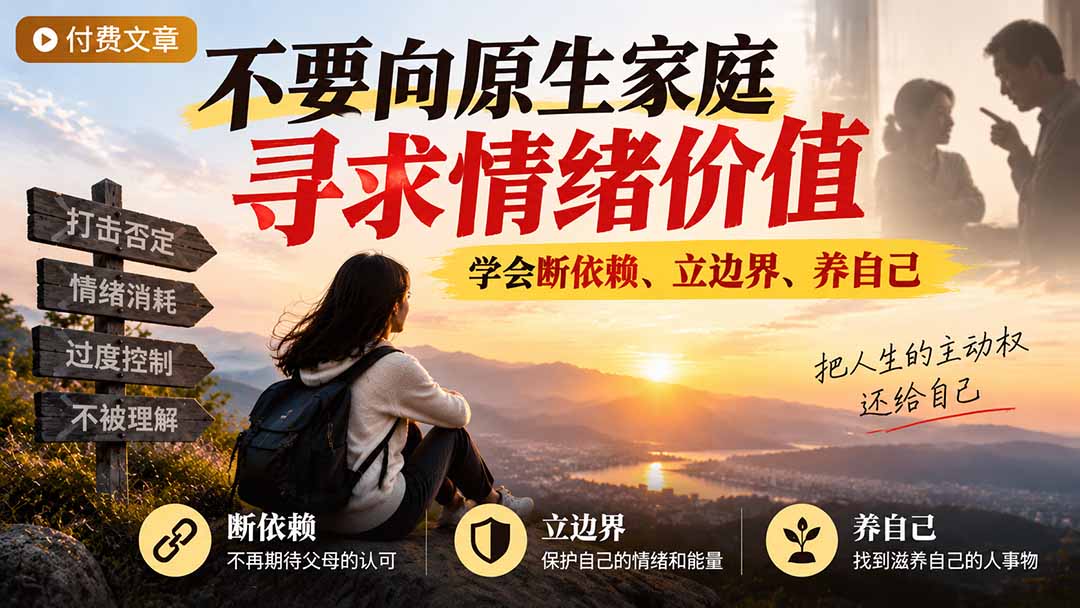 付费文章:不要向原生家庭寻求情绪价值,学会断依赖、立边界、养自己-禾谷轻创网