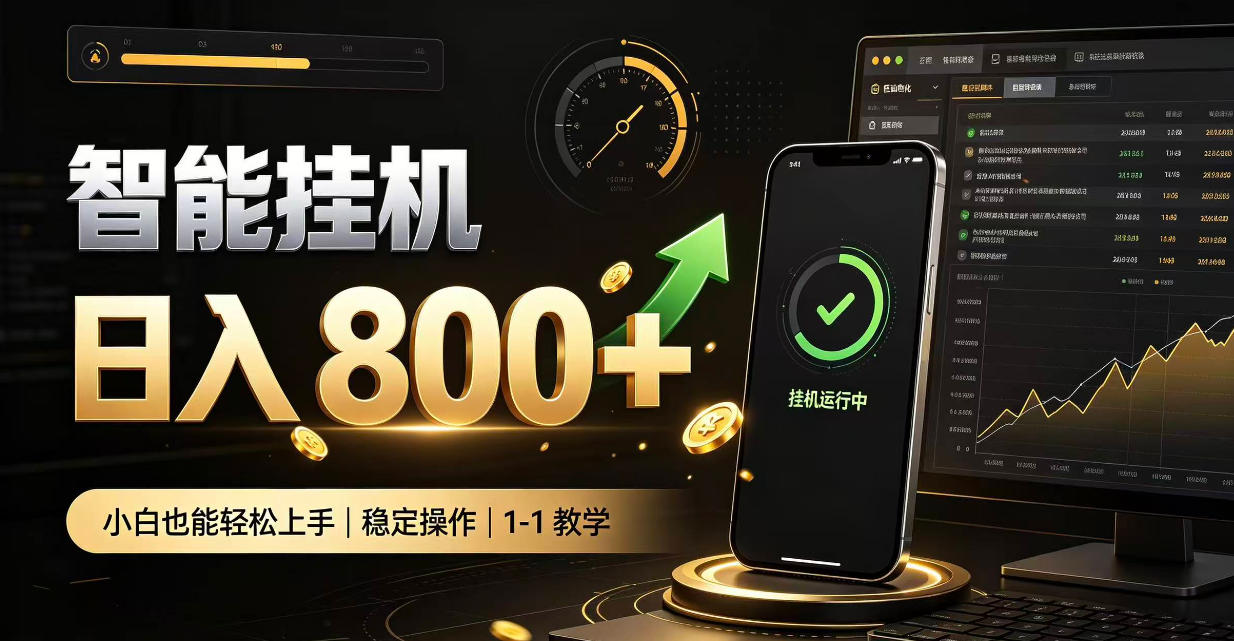 零值守智能挂G，副业高效增收居家智能挂G，新手也能日入800【揭秘】-禾谷轻创网