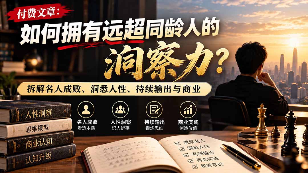 付费文章:如何拥有远超同龄人的洞察力?拆解名人成败、洞悉人性、持续输出与商业实践-禾谷轻创网