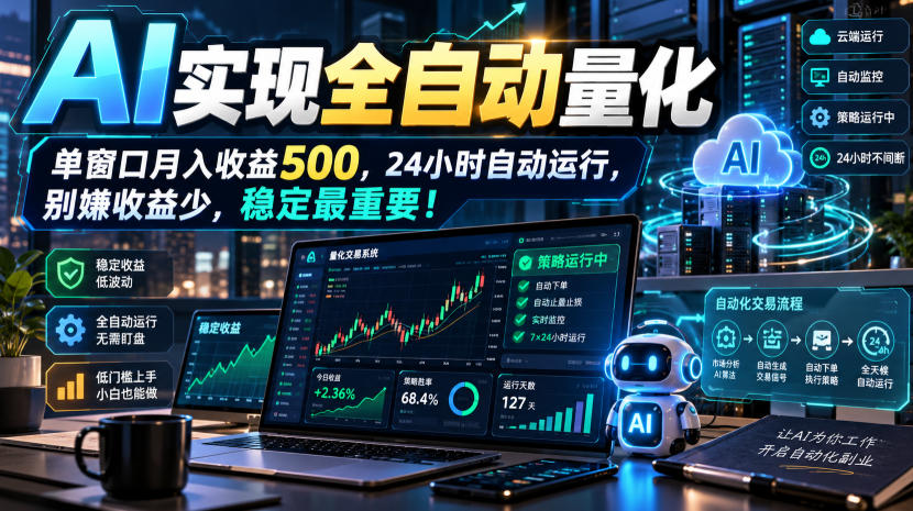 AI全自动量化项目，长期稳定可落地，0门槛躺赚稳定项目！-禾谷轻创网