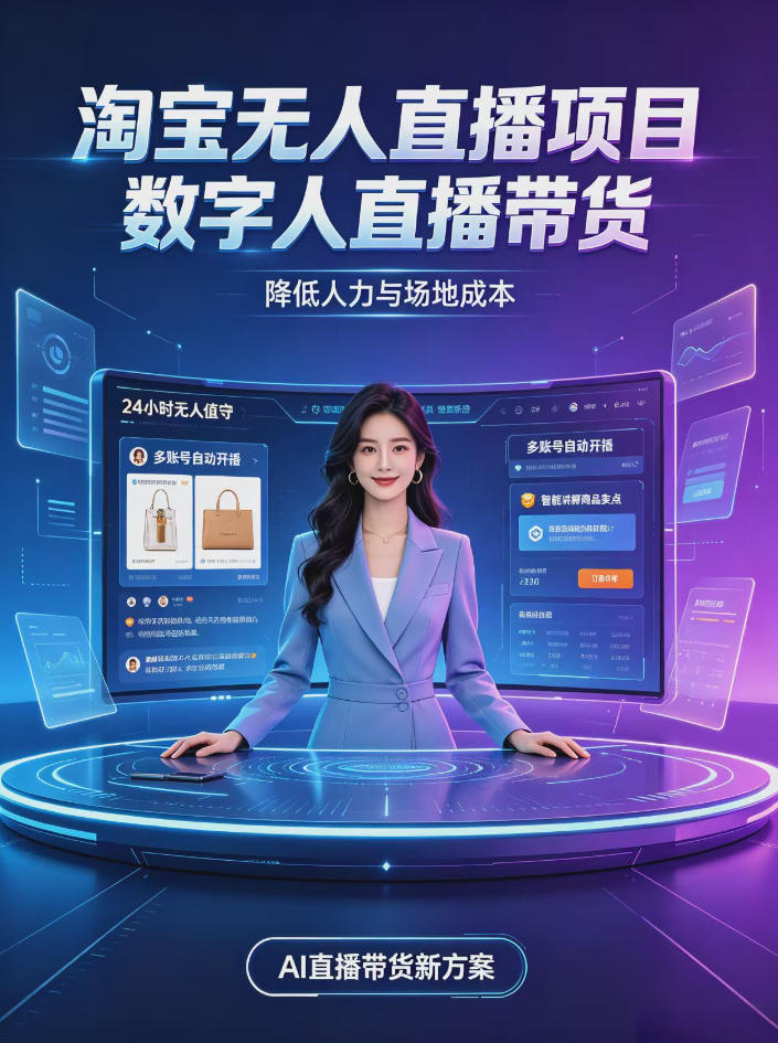 淘宝AI无人直播带货，24小时自动开播低门槛副业，无需真人长时间出镜，持续引流出单【揭秘】-禾谷轻创网
