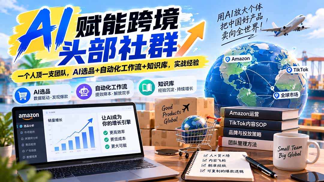 AI赋能跨境头部社群-更新1023：一个人顶一支团队，AI选品+自动化工作流+知识库，实战经验-禾谷轻创网