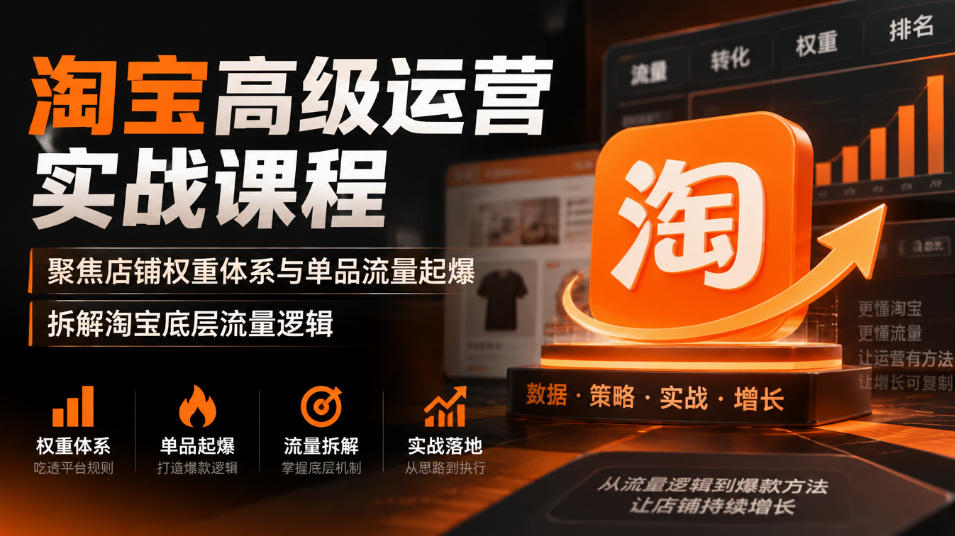 淘宝高级运营实战课程，聚焦店铺权重体系与单品流量起爆，拆解淘宝底层流量逻辑-禾谷轻创网
