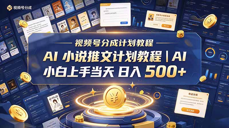 最新视频号分成计划教程｜AI 小说推文，小白上手当天日入 500+-禾谷轻创网