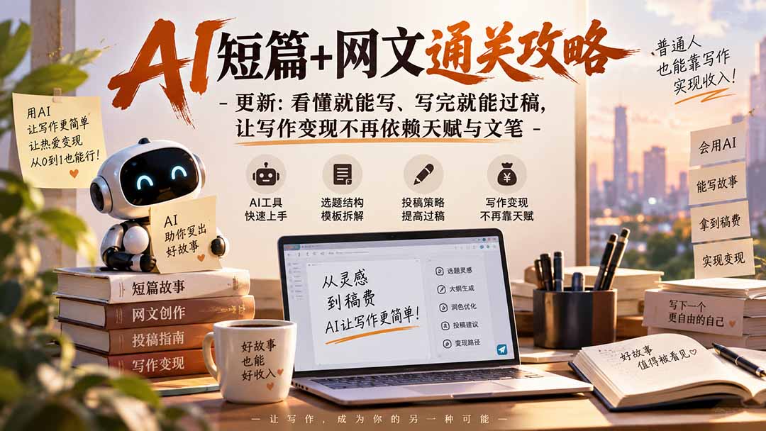 AI短篇+网文通关攻略-更新1009：看懂就能写、写完就能过稿，让写作变现不再依赖天赋与文笔-禾谷轻创网