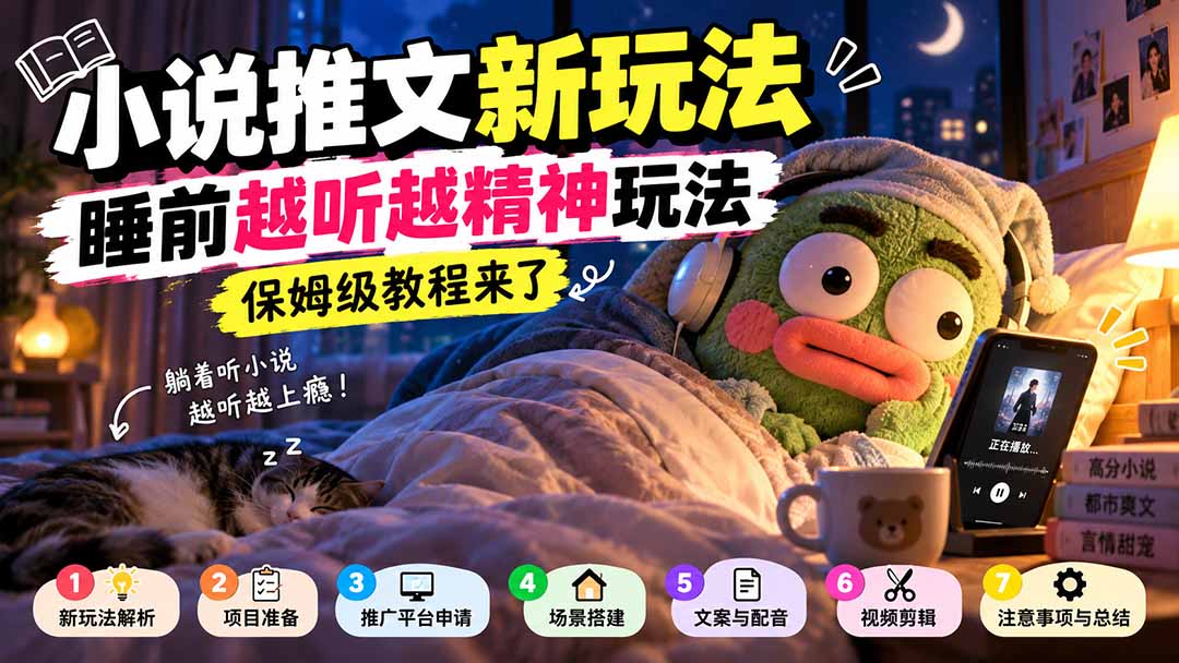小说推文新玩法，睡前越听越精神玩法，保姆级教程来了-禾谷轻创网