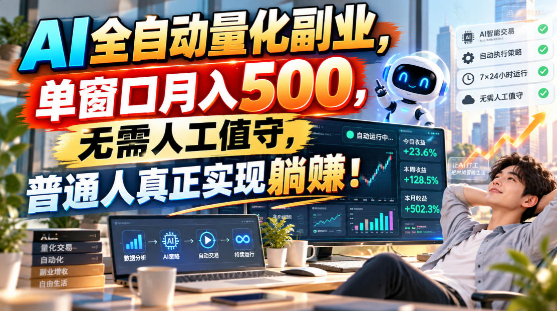 AI全自动量化副业，单窗口月入500，无需人工值守，普通人真正实现躺賺！-禾谷轻创网