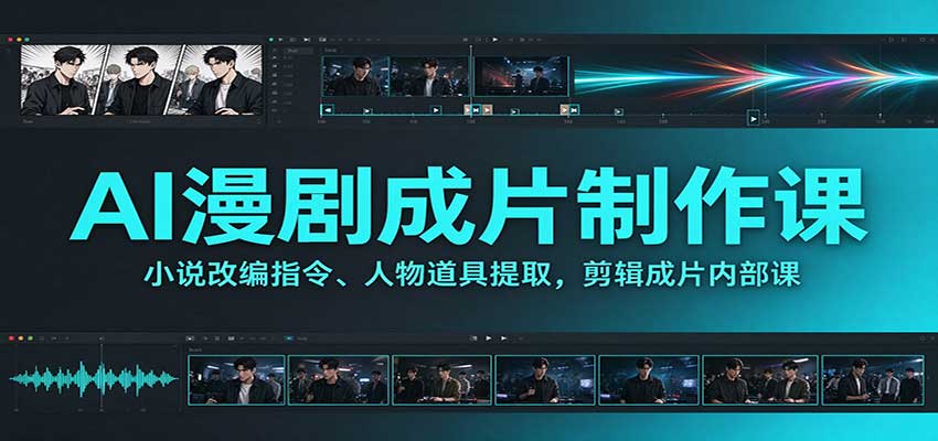 AI漫剧成片制作课：小说改编指令、人物道具提取，剪辑成片全流程-禾谷轻创网