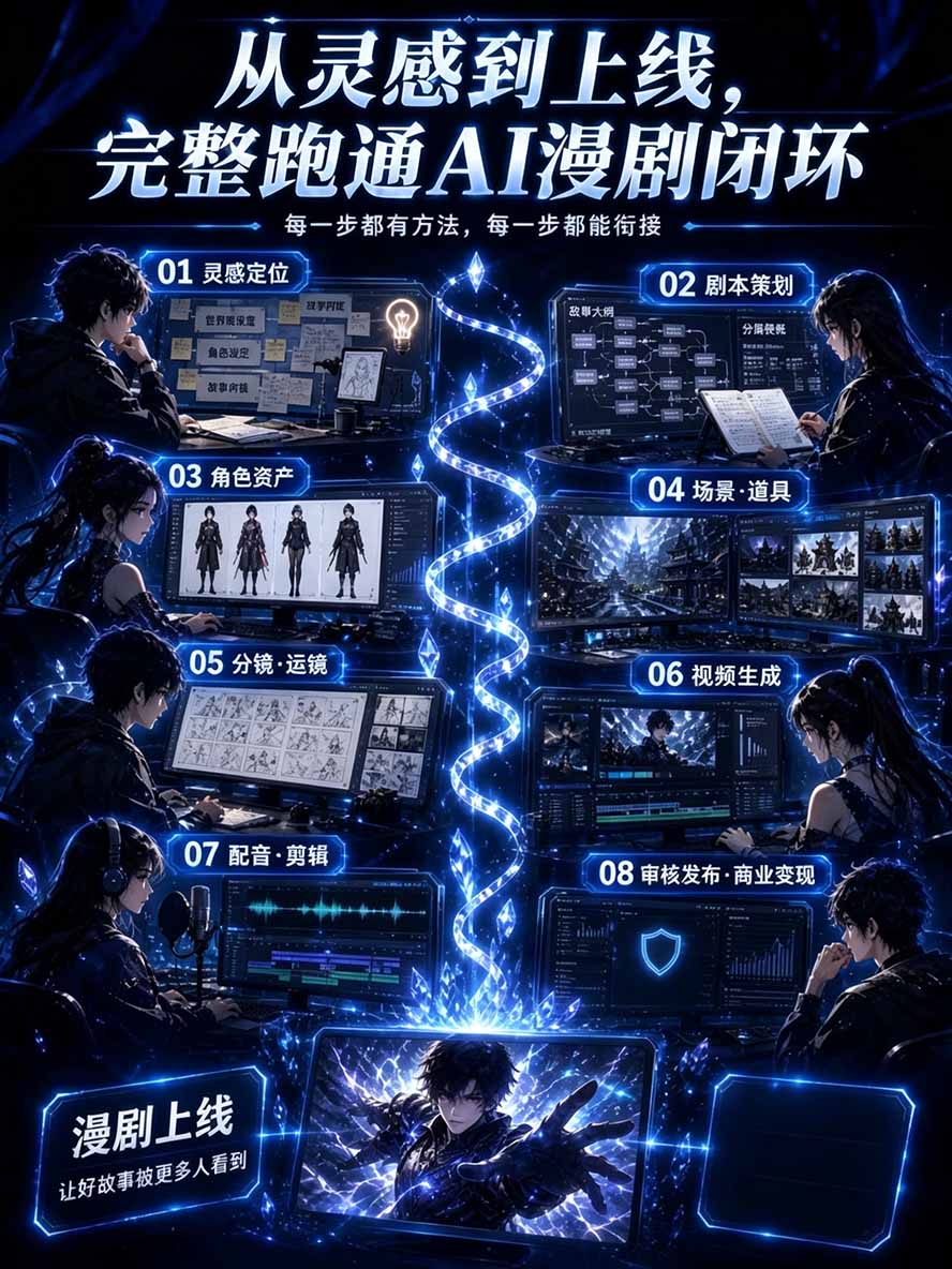 图片[2]-【无水印】2026AI漫剧创作与商业变现掘金营：打通选题→AI编剧→角色场景→自动分镜→视频生成→剪辑发布→运营变现-禾谷轻创网