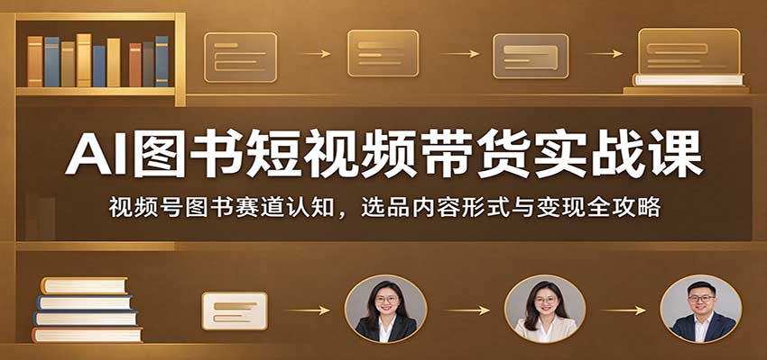 AI图书短视频带货实战课：视频号图书赛道认知，选品内容形式与变现全攻略-禾谷轻创网