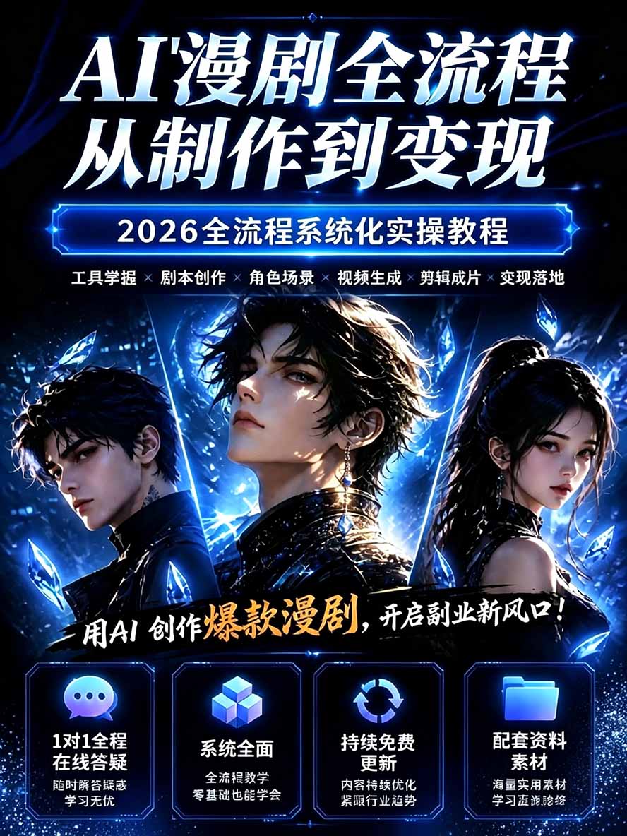 图片[1]-【无水印】2026AI漫剧创作与商业变现掘金营：打通选题→AI编剧→角色场景→自动分镜→视频生成→剪辑发布→运营变现-禾谷轻创网