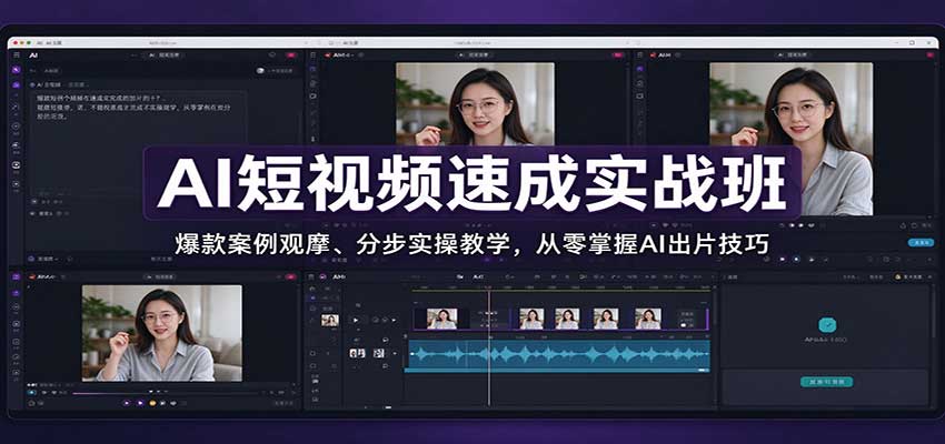 AI短视频速成实战班:爆款案例观摩、分步实操教学,从零掌握AI出片技巧-禾谷轻创网