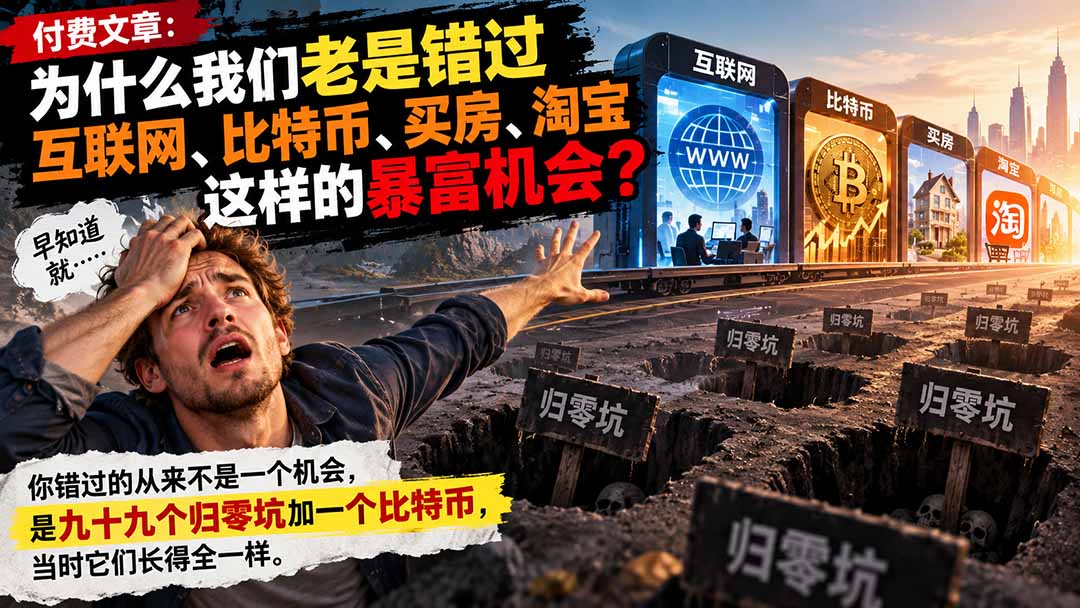 付费文章：为什么我们老是错过互联网、比特币、买 房、淘宝这样的暴富机会？-禾谷轻创网